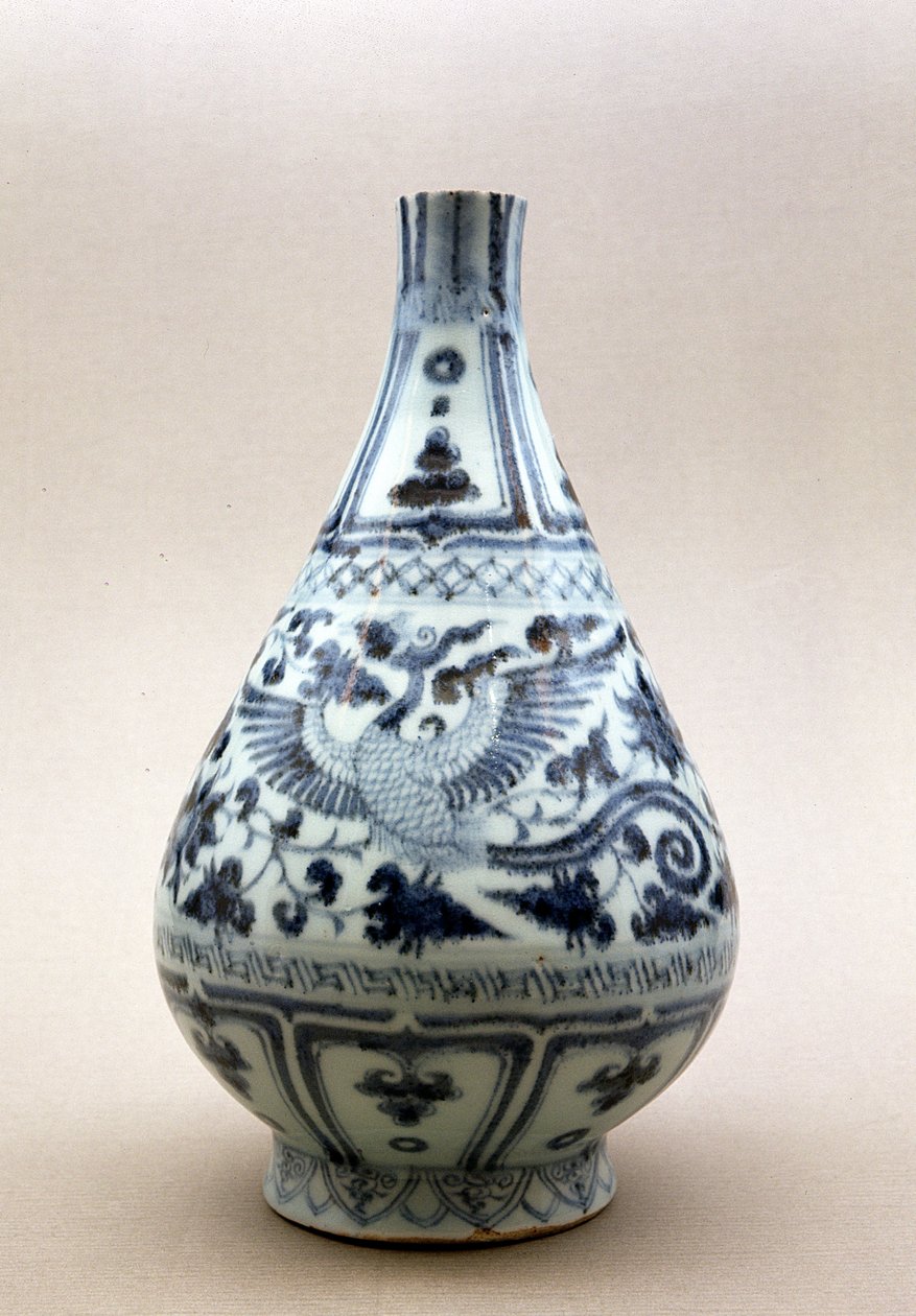 Blauw-witte vaas, Yuan-dynastie (1206-1368) door Yuan Dynasty Chinese School