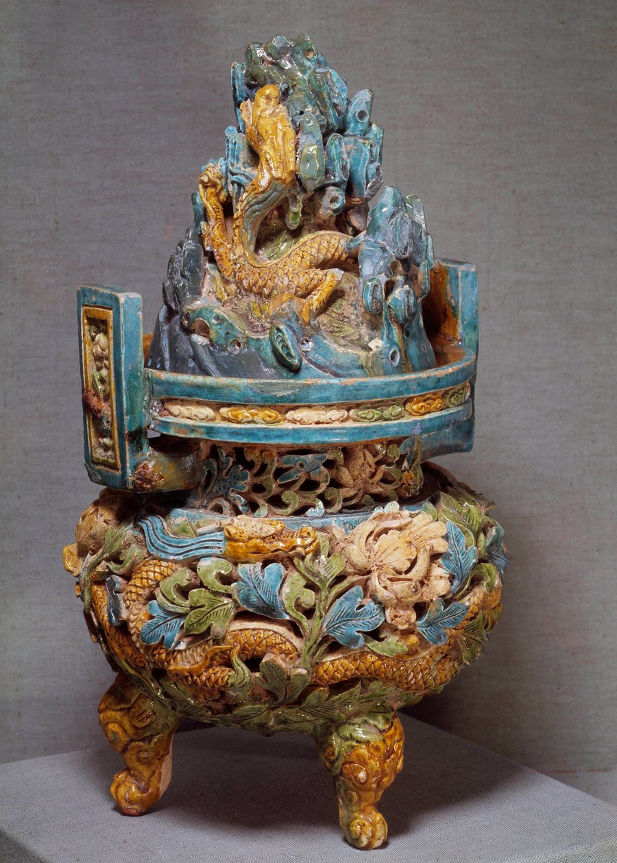 Chinese kunst: brander voor parfums in terracotta. Periode van de Yuan-dynastie. 1271-1368. door Yuan Dynasty Chinese School