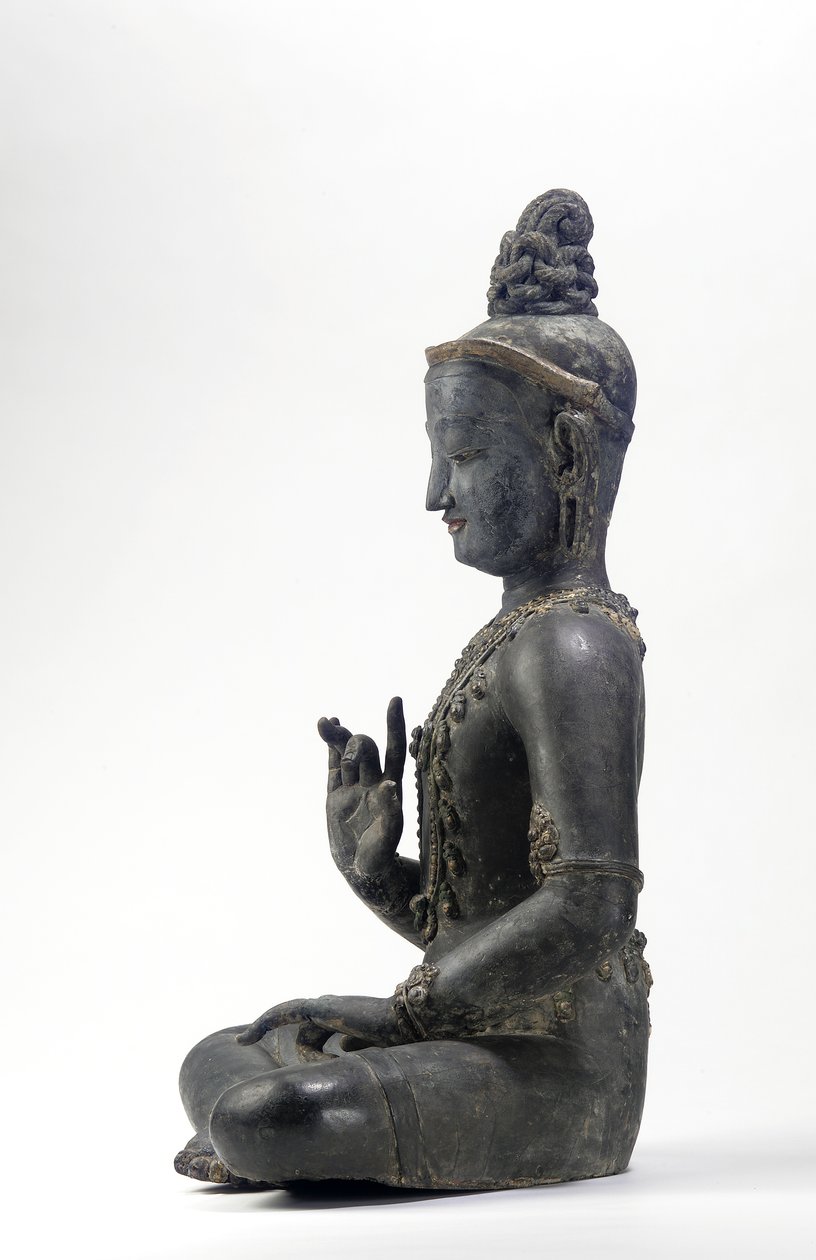Nepalees-Chinese stijl bodhisattva (lak, doek, sporen van blauw, goud en groene verf & bladgoud) door Yuan Dynasty Chinese School