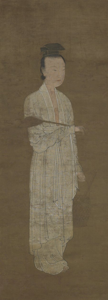 Portret van een vrouw in het wit: Lu Meiniang door Yuan Dynasty Chinese School