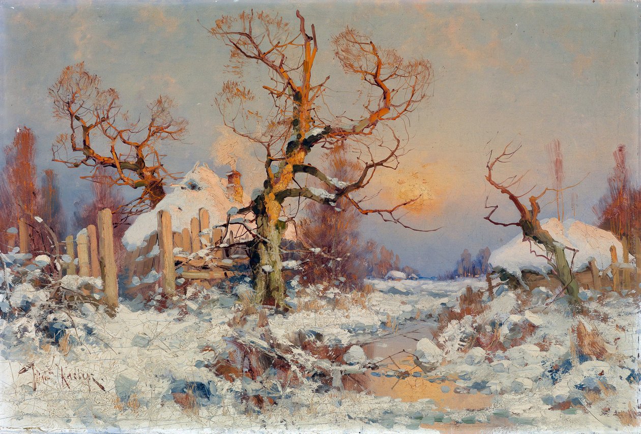 Winterlandschap in de avondzon door Yuly Klever