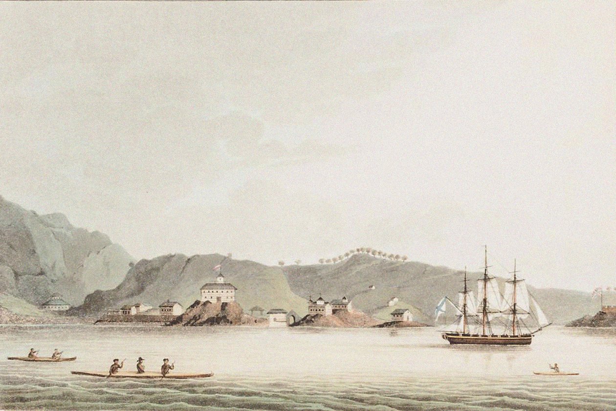 Illustratie uit Een Reis Rond de Wereld In de Jaren 1803-06, op het Schip Neva, 1814 door Yuri Fyodorovich Lisyansky