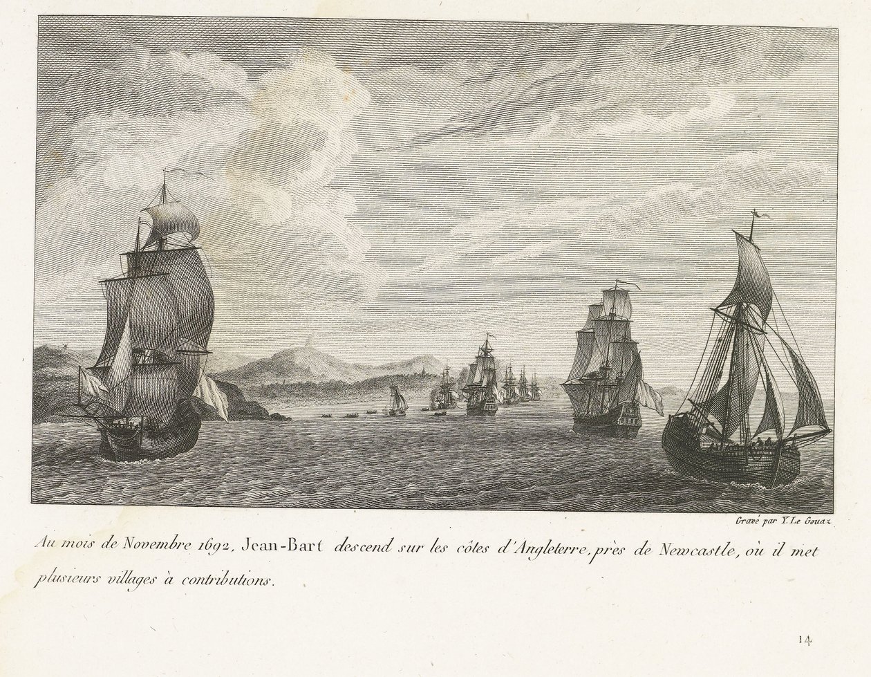 Jan Bart voor de Engelse kust bij Newcastle, 1692 door Yves Marie Le Gouaz