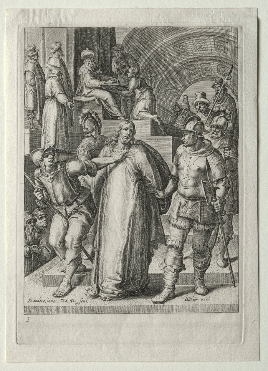 Passieset:  Christus voor Pilatus door Zacharias Dolendo