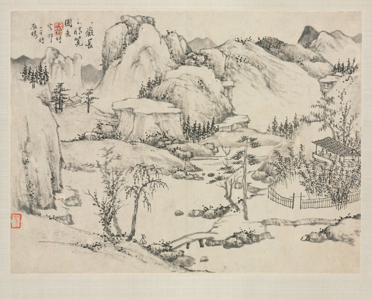 Landschapsalbum in verschillende stijlen: Scenery van Mt. Changbai na Huang Gongwang, 1684 door Zha Shibiao