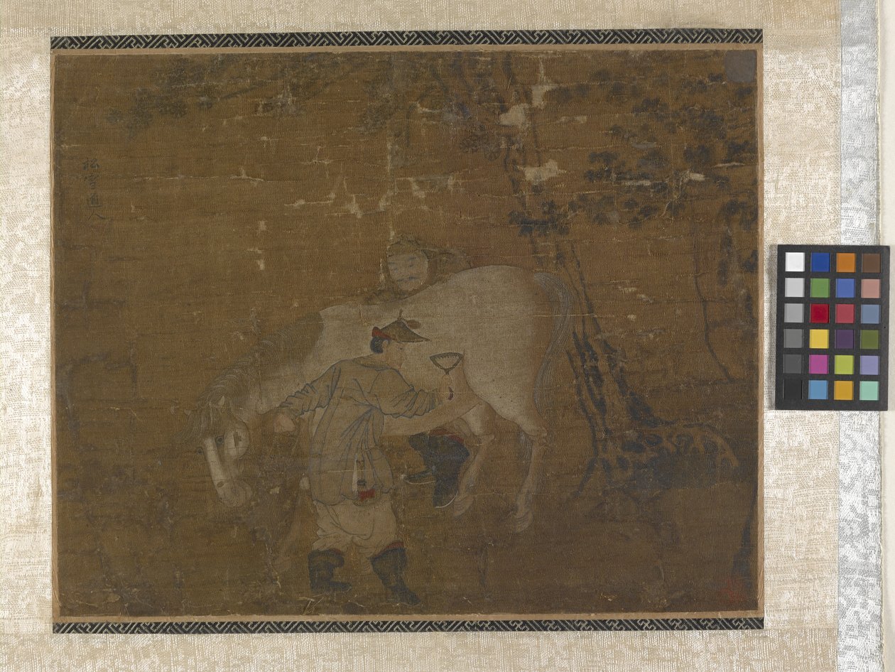 Paardenverzorgers die een Witte Paard Kammer door Zhao Mengfu Chao Meng Fu or