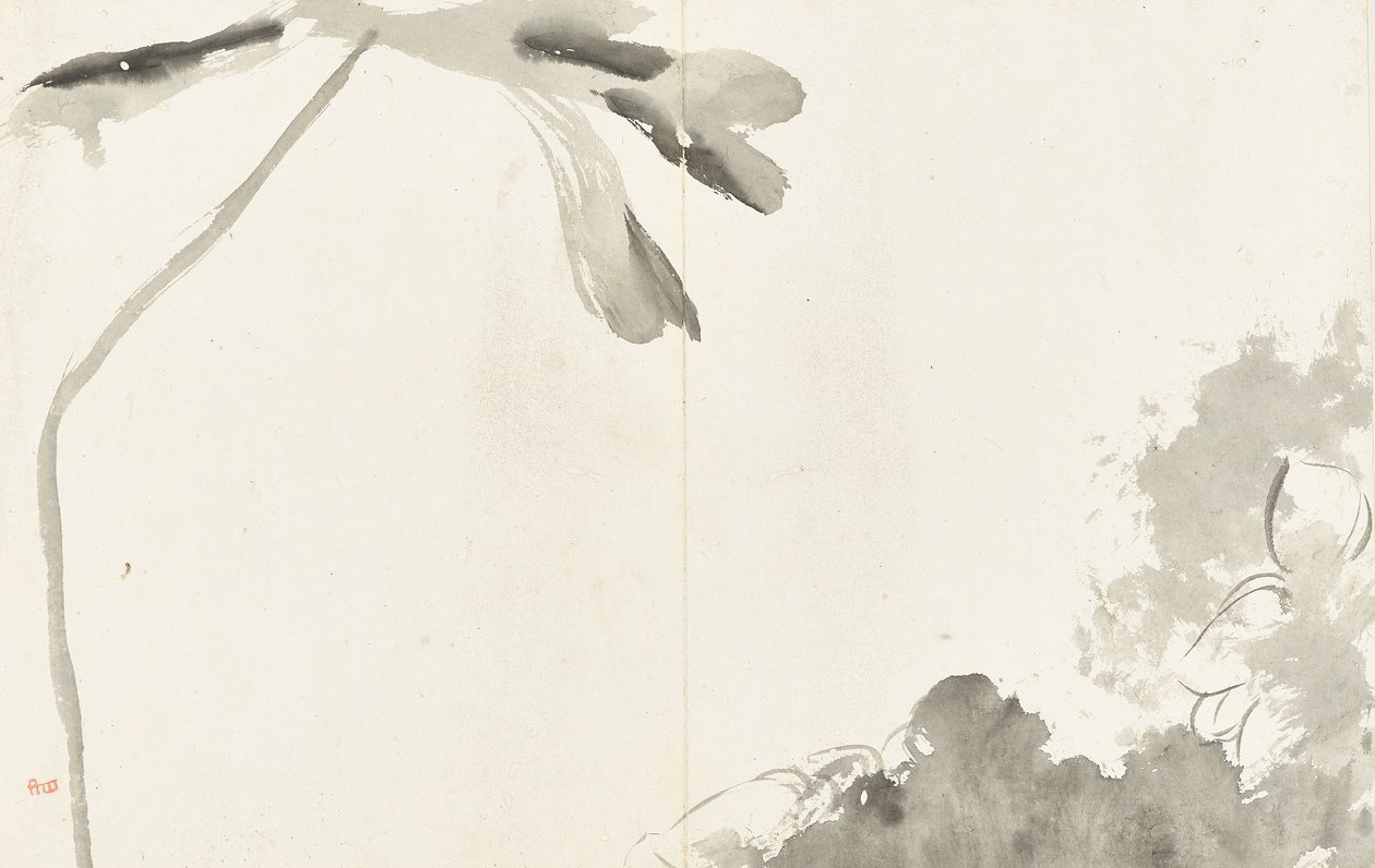 Landschappen en Bloemen, album van zes bladen door Zhu da Bada Shanren