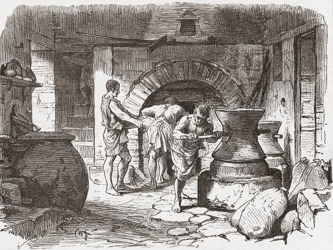Een Romeinse bakkerij, Pompeii, Italië door . .