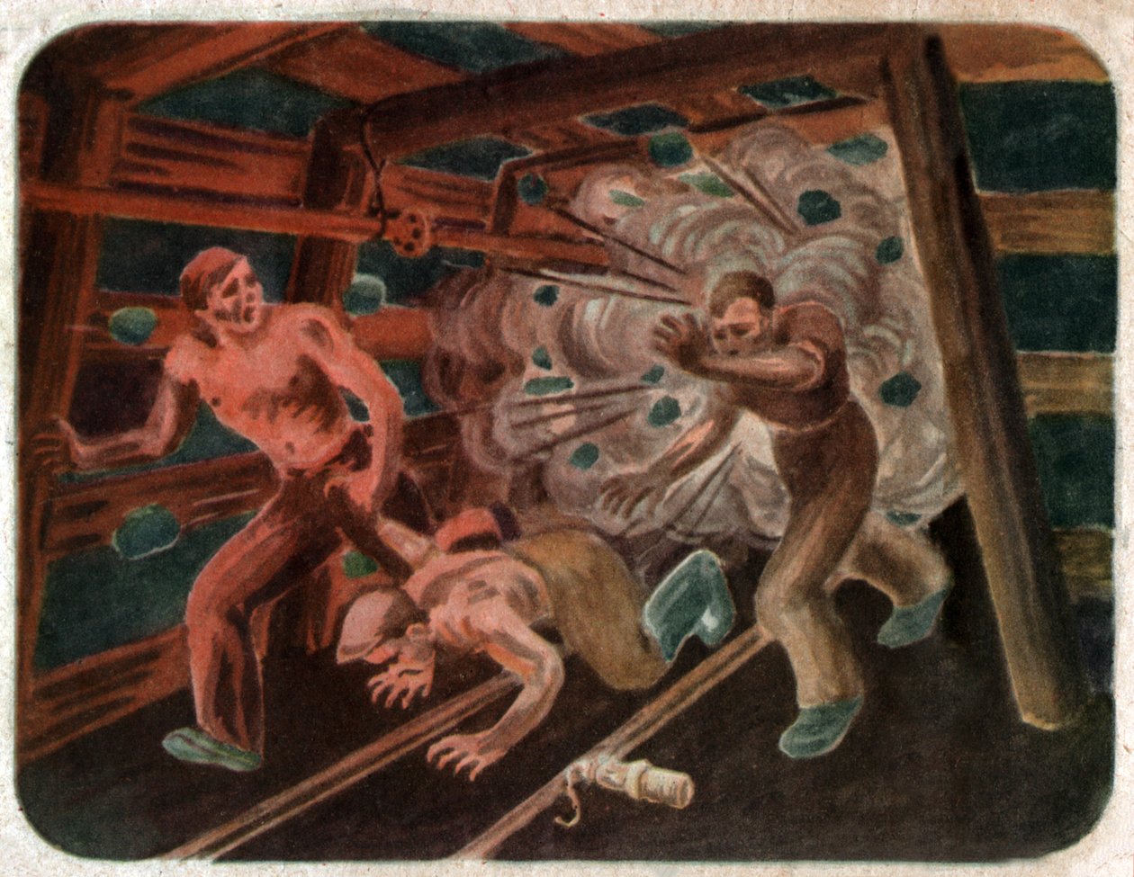 Ongeluk in een mijn, ca 1950 door . .
