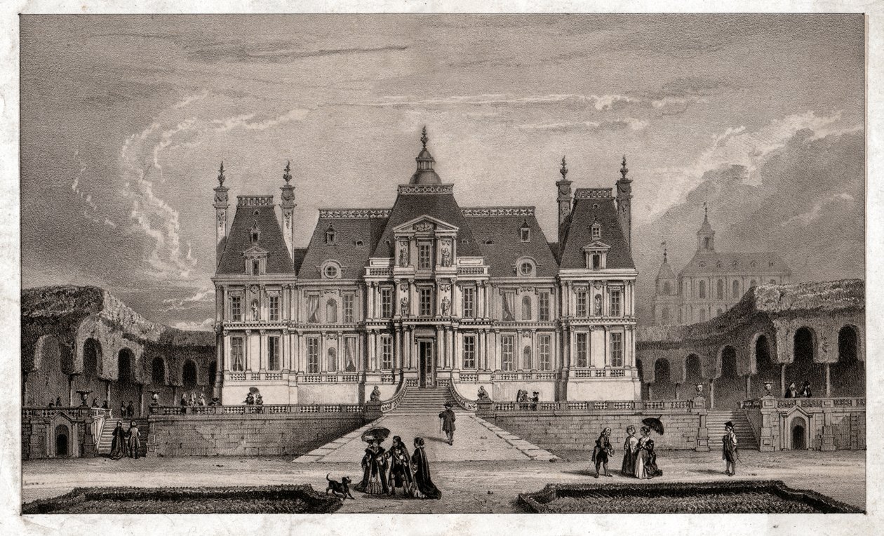 Kasteel van Maison Lafitte, circa 1850 (gravure) door . .