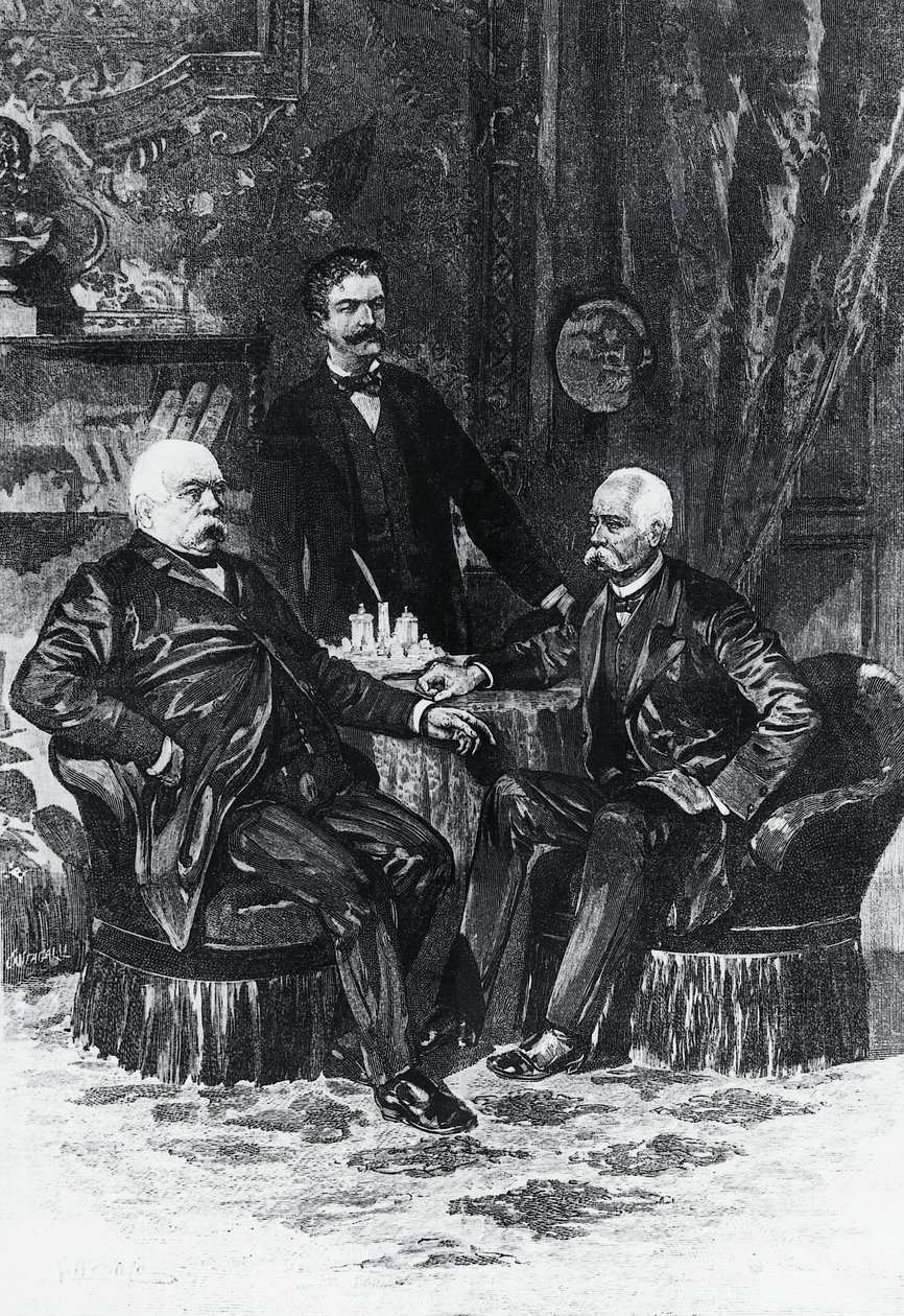 Conferentie tussen Otto von Bismarck en Francesco Crispi in Friedrichsruhe, oktober 1887, Duitsland door William Walcutt