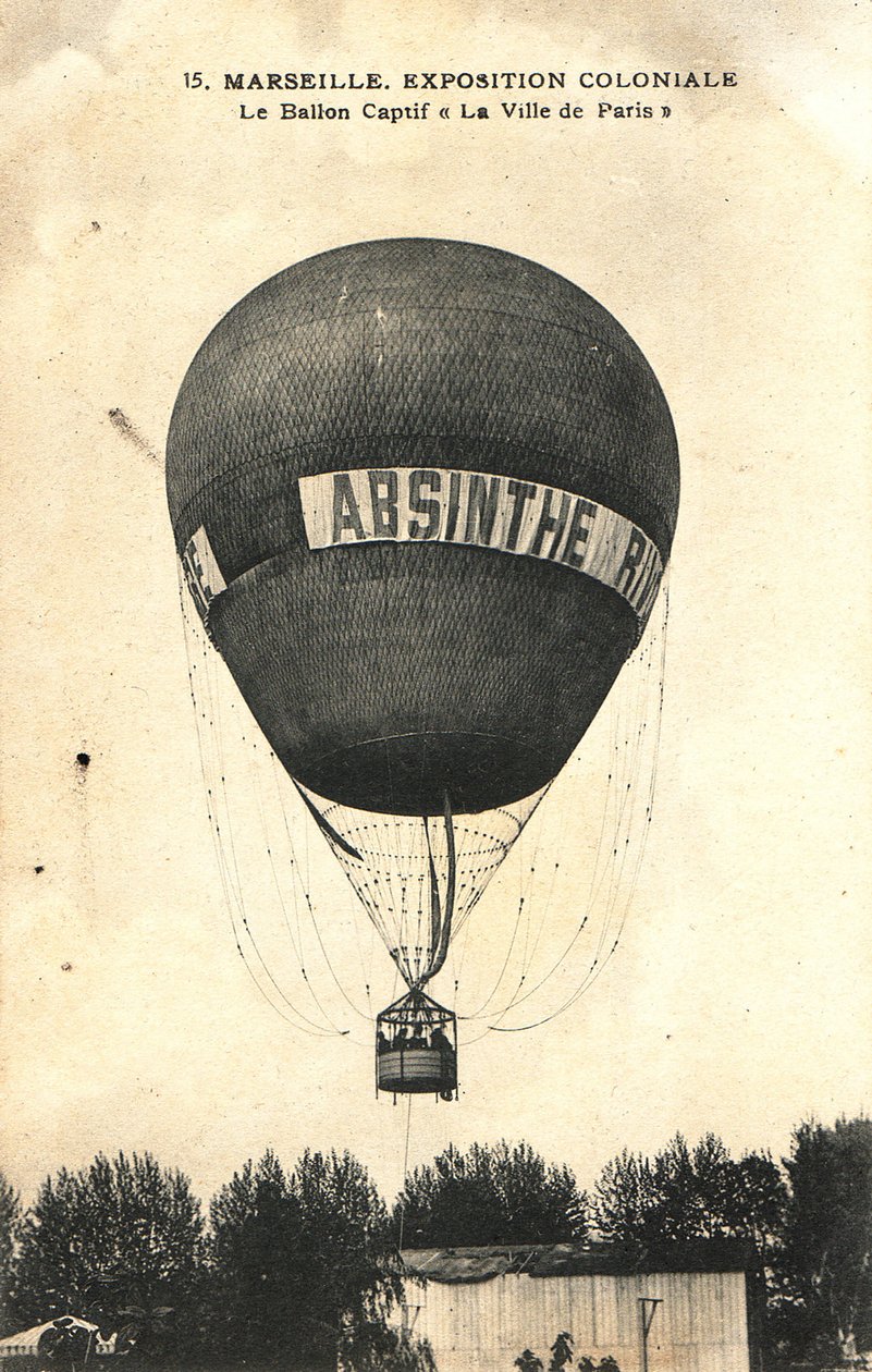 Heteluchtballon reclame voor Absinthe Rivoire door Frederick (attr. to) Barnard