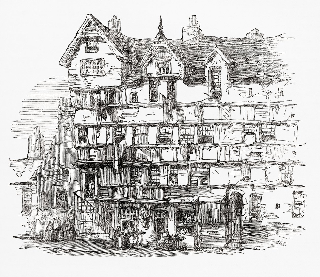 Huizen in de High Street, Edinburgh, Schotland door . .