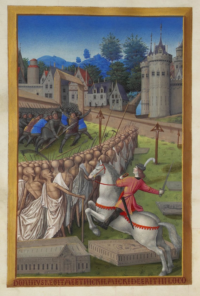 Les Très Riches Heures du duc de Berry, Folio 90v - De Ruiter van de Dood door Unbekannt 2321
