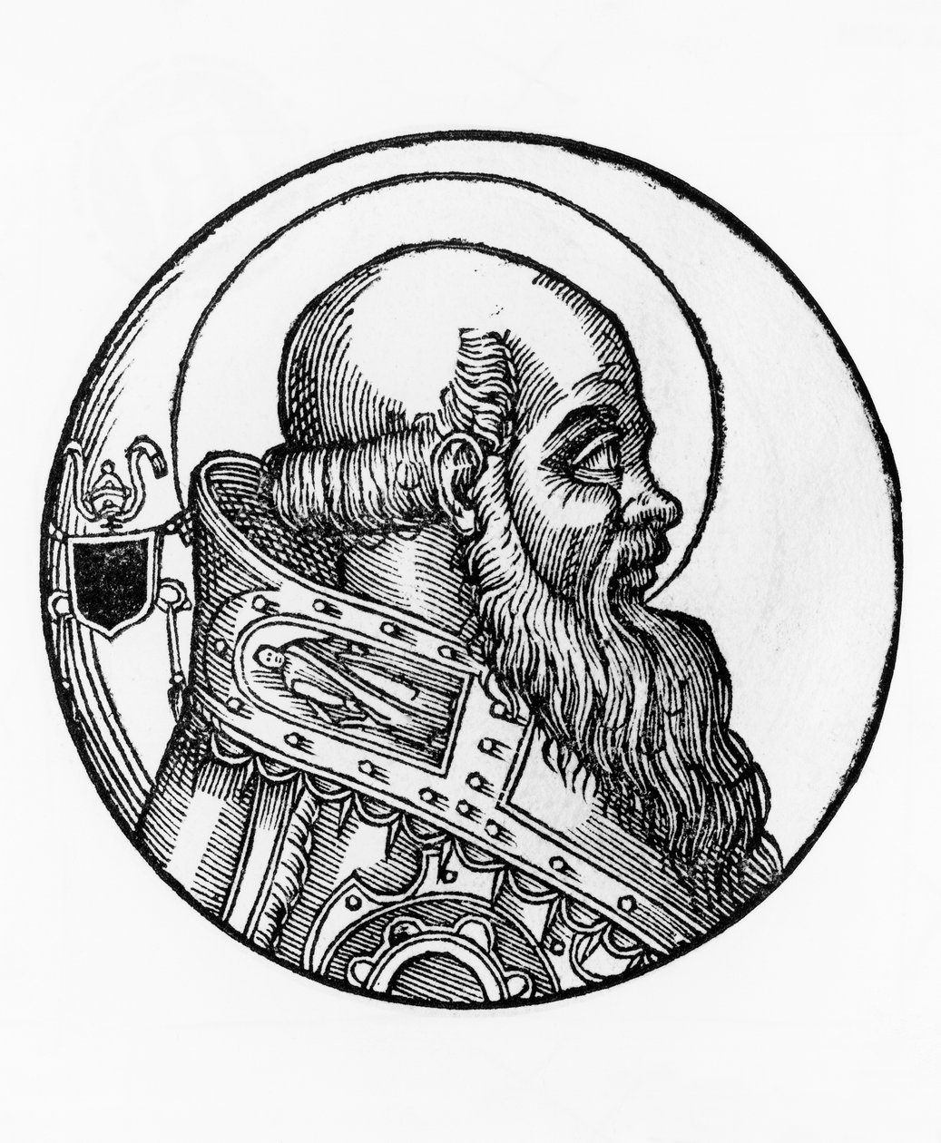Portret van Bonifatius III, 66e paus van de Katholieke Kerk, gravure door William Walcutt