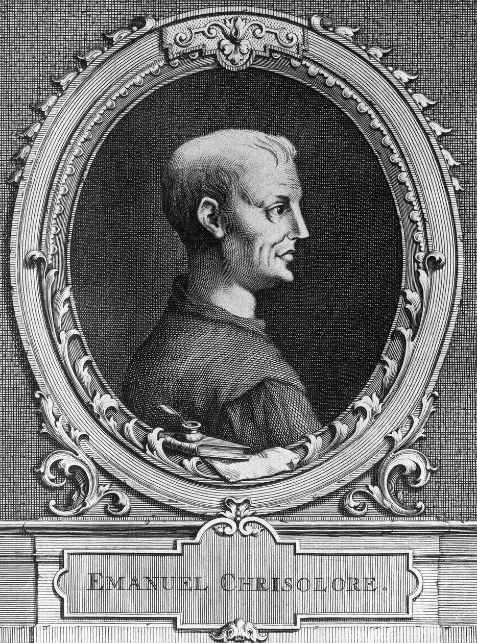 Portret van Emanuele Crisolora, Byzantijnse humanist, gravure door William Walcutt