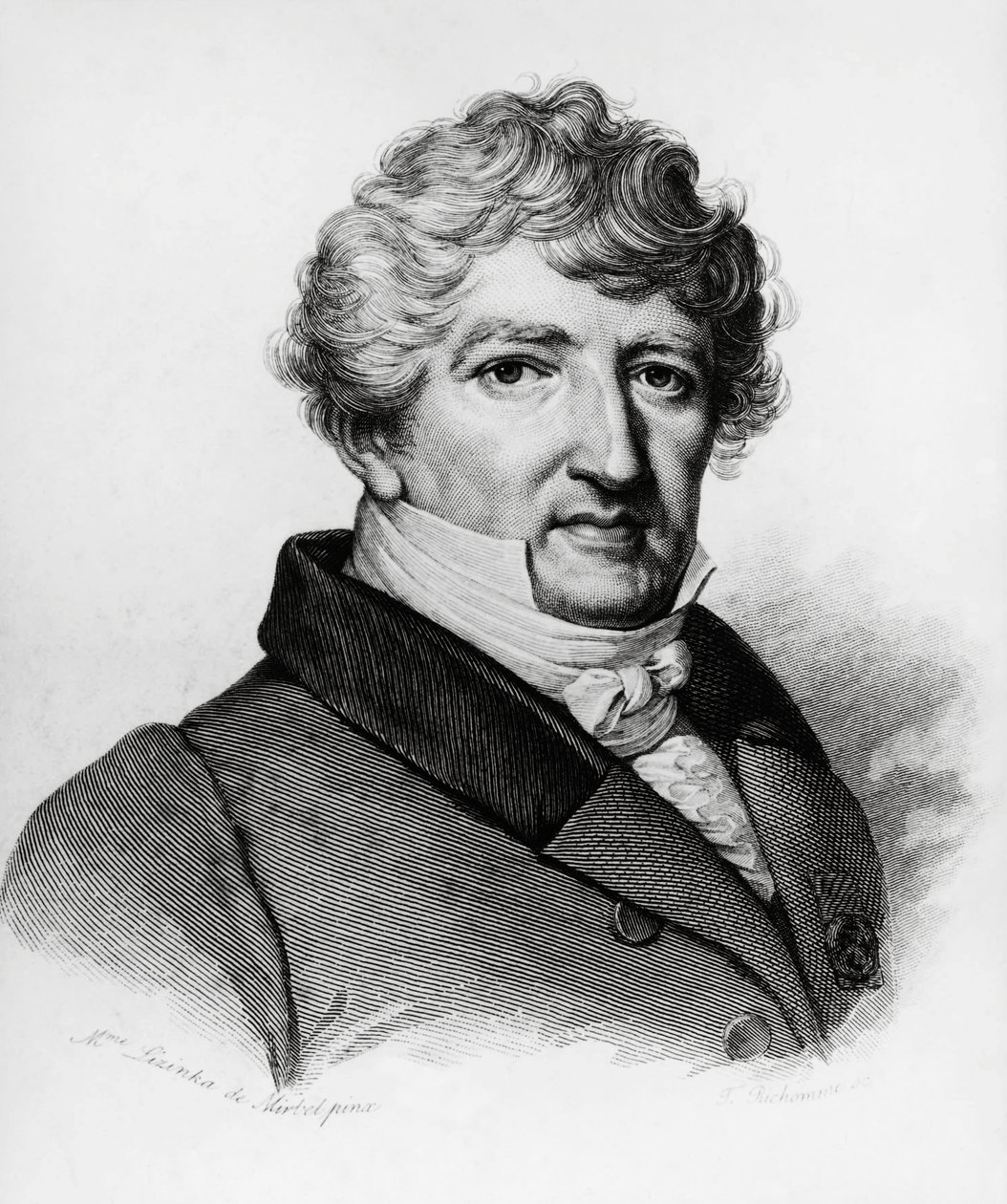 Portret van Georges Leopold Chretien Frederic Dagobert Cuvier, Franse bioloog, gravure door William Walcutt
