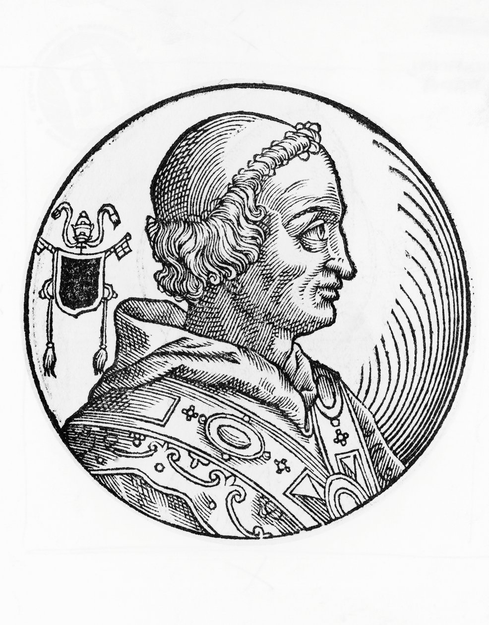 Portret van Johannes V, 82e paus van de Katholieke Kerk, gravure door William Walcutt