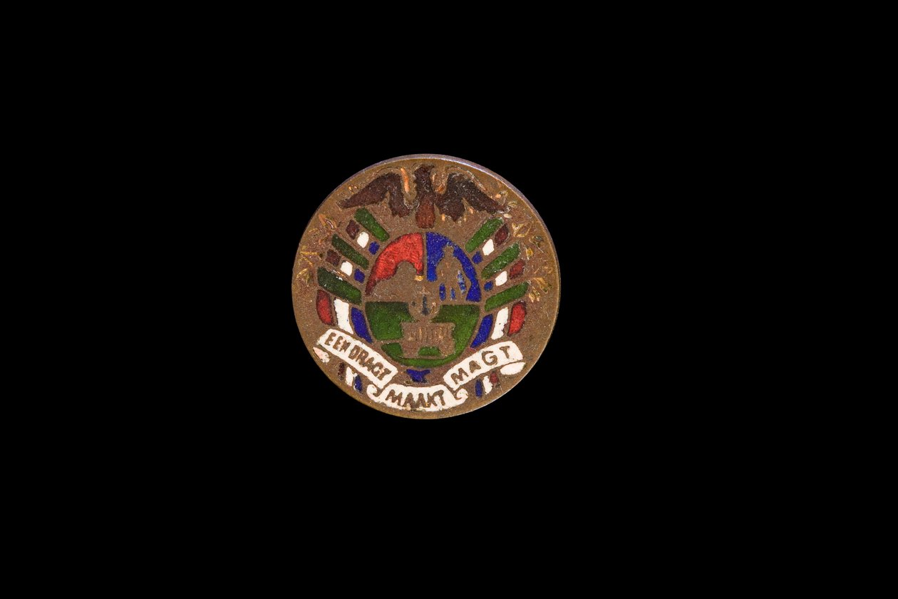 Zuid-Afrikaanse munt, handgekleurde shilling door Anglo-Boerenoorlog krijgsgevangenen door Hippolyte Lalaise Devéria