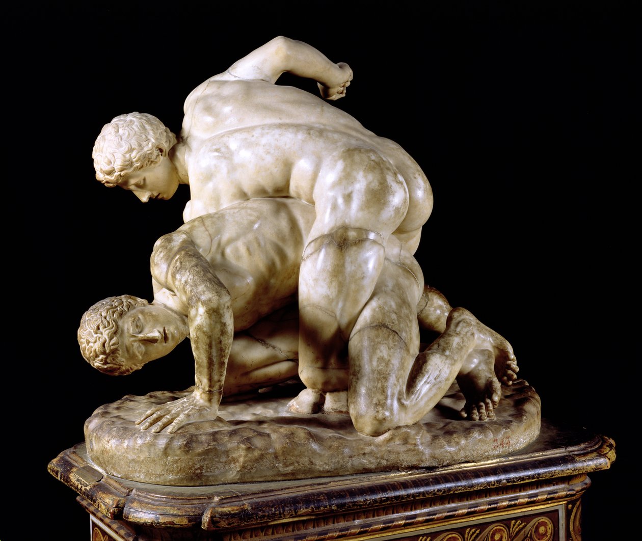 De worstelaar, kopie van Grieks beeldhouwwerk 3e eeuw v.Chr. door Hippolyte Lalaise Devéria