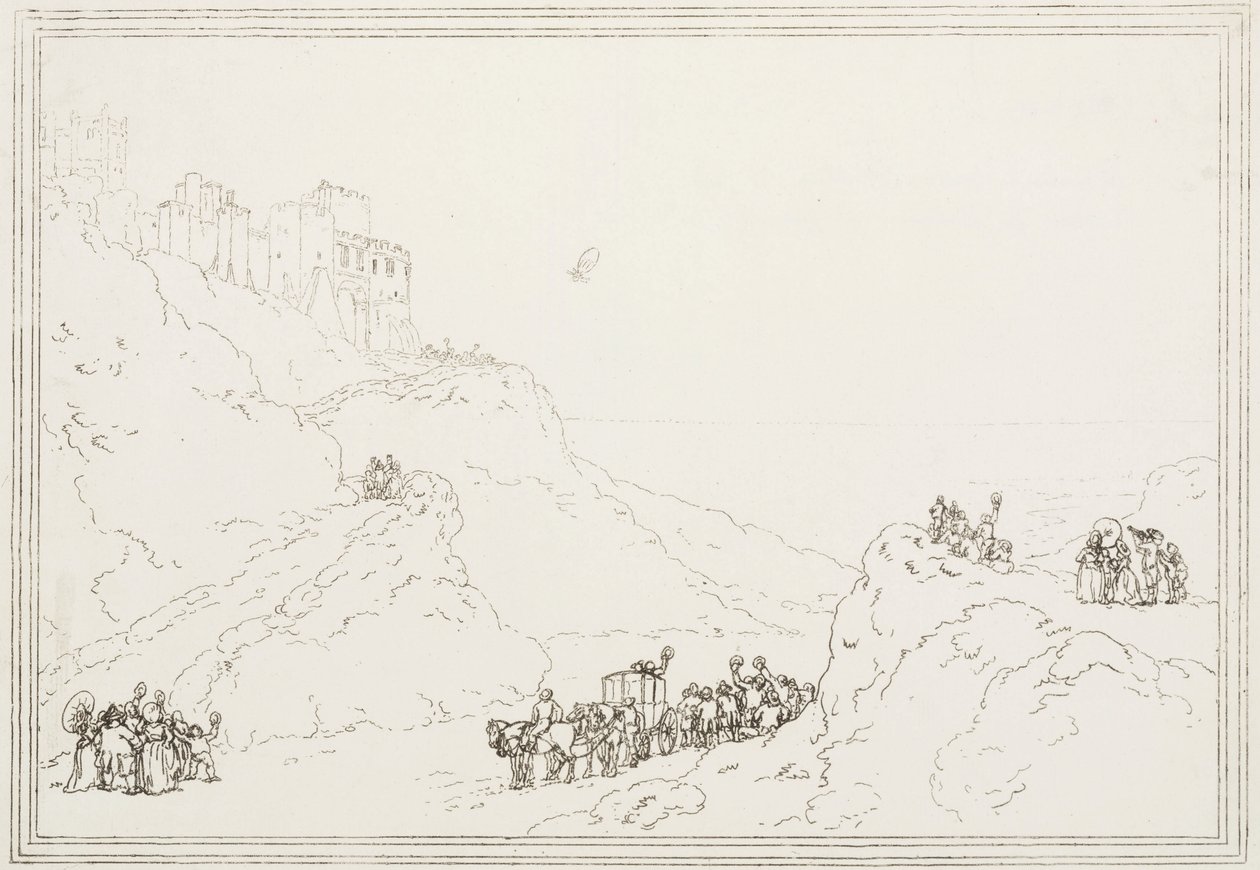 De eerste Kanaaloversteek per ballon, 7 januari 1785 door Frederick (attr. to) Barnard