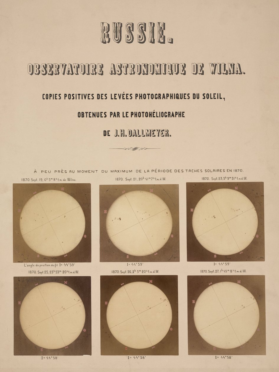 De zon, gefotografeerd met een Dallmeyer heliograaf, Vilnius, Litouwen door Frederick (attr. to) Barnard