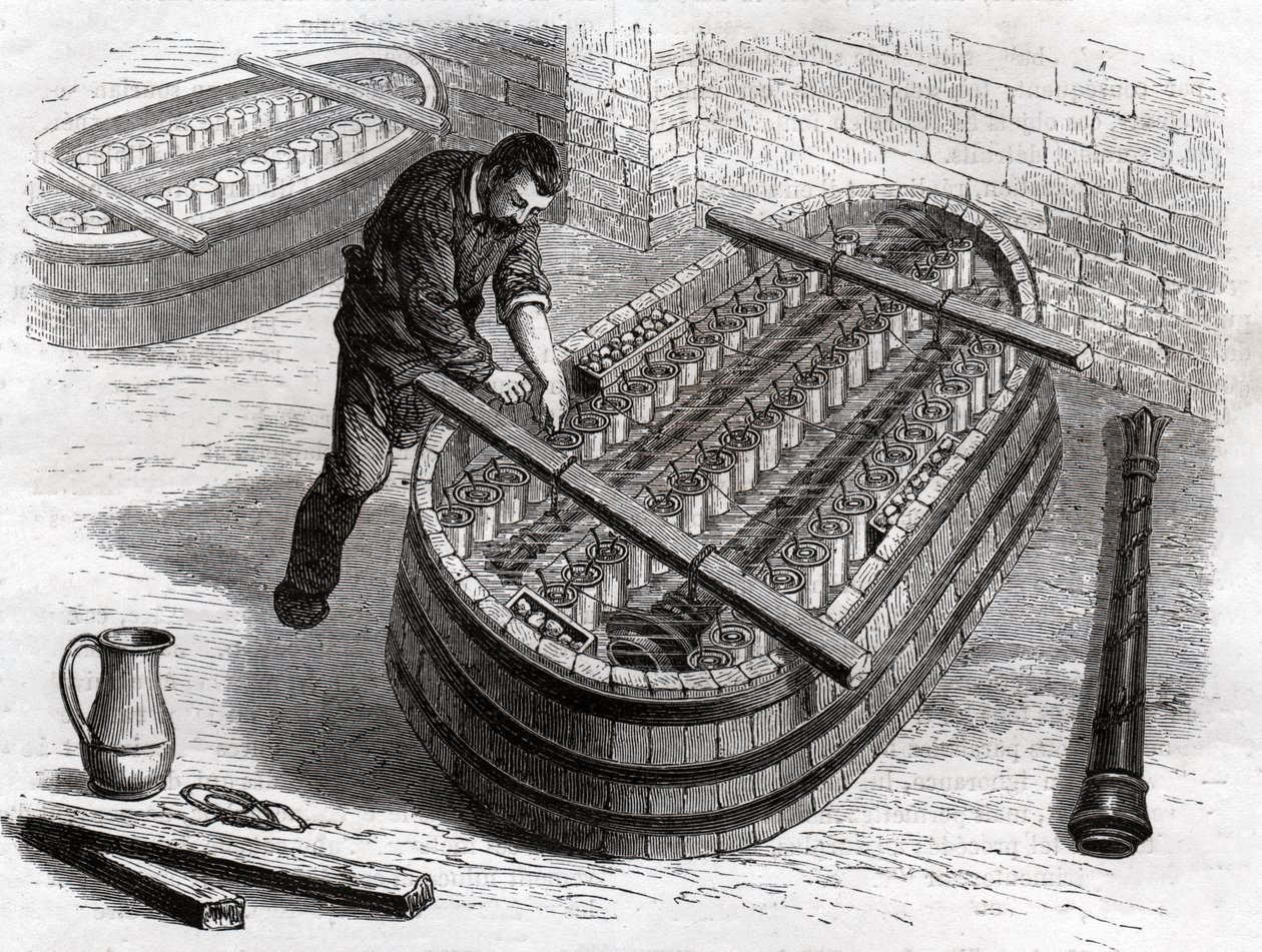 Werknemers in de goudsmederij. Werknemers in de zilversmederij door Frederick (attr. to) Barnard