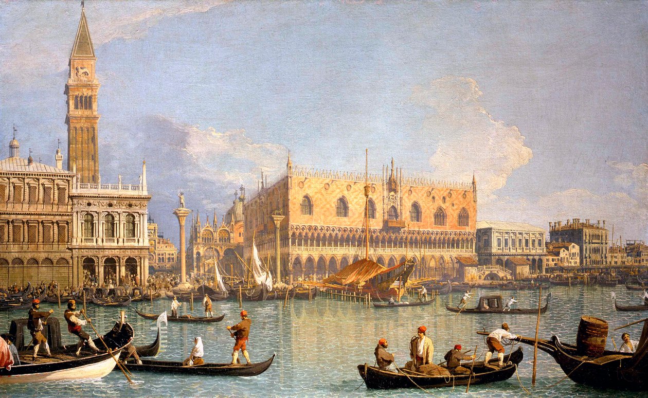 Gezicht op het Dogepaleis door Canaletto