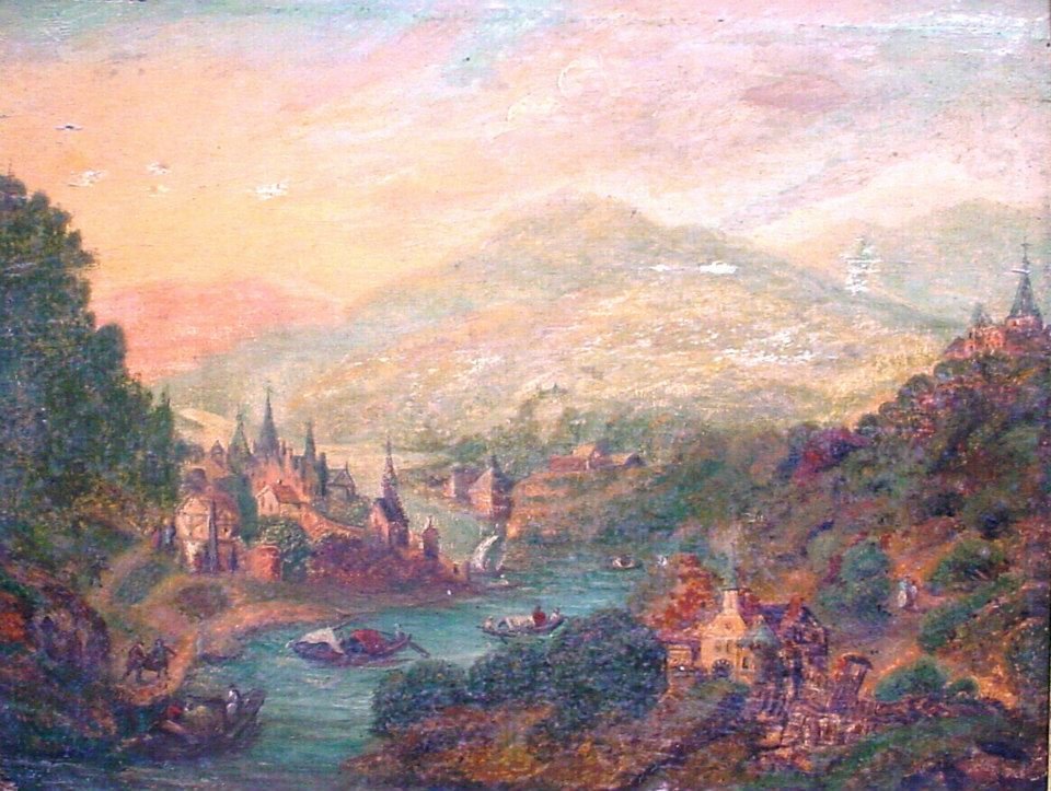 Landschap met boten en figuren door Jan the Elder Brueghel