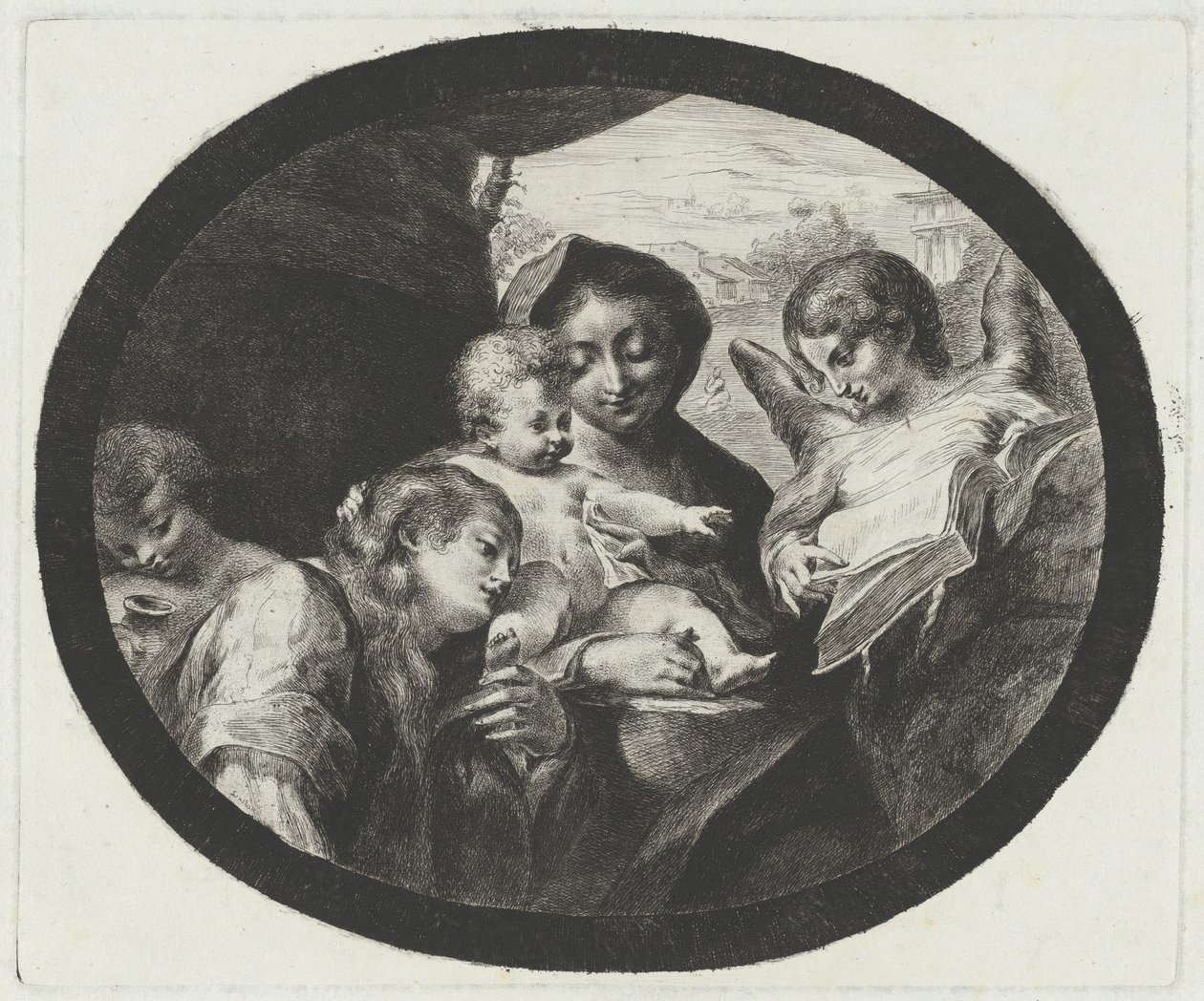 De Maagd en Kind met Engelen door after Correggio Vivant Denon