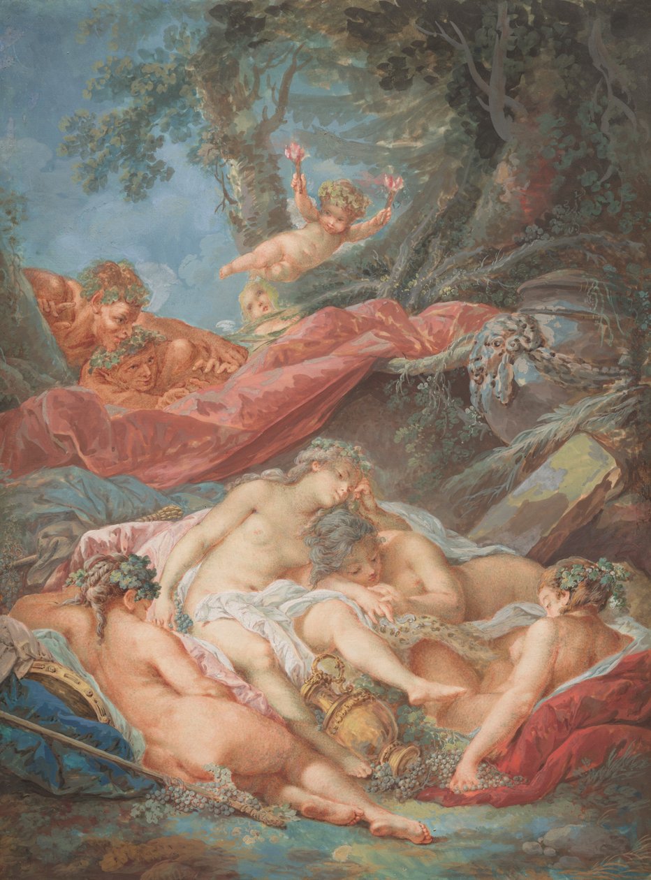 Slapende Bacchanten door after François Boucher Jacques Charlier