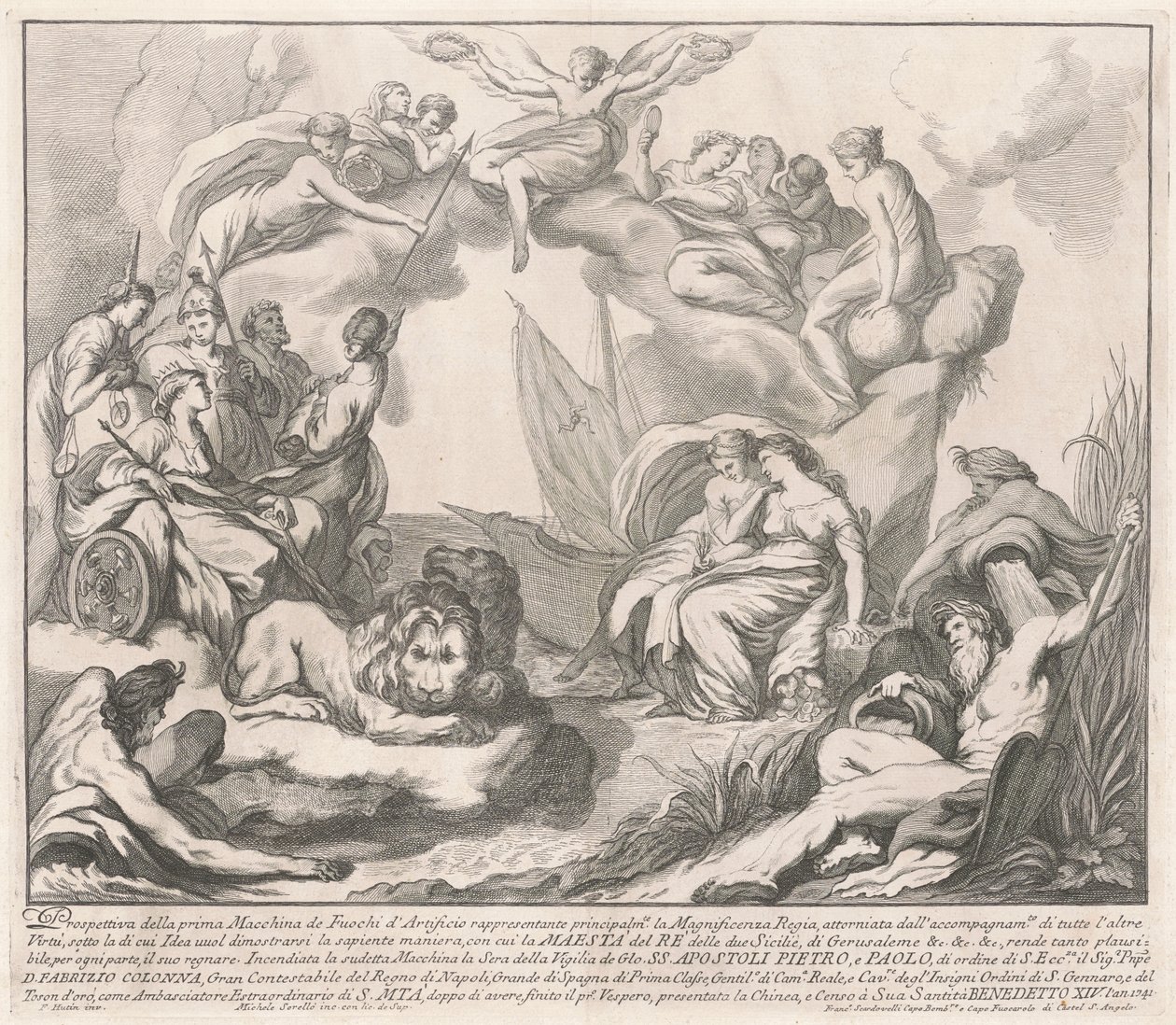 De Prima Macchina voor de Chinea van 1741: Allegorie van Koninklijke Pracht door after François Hutin Miguel de Sorellò
