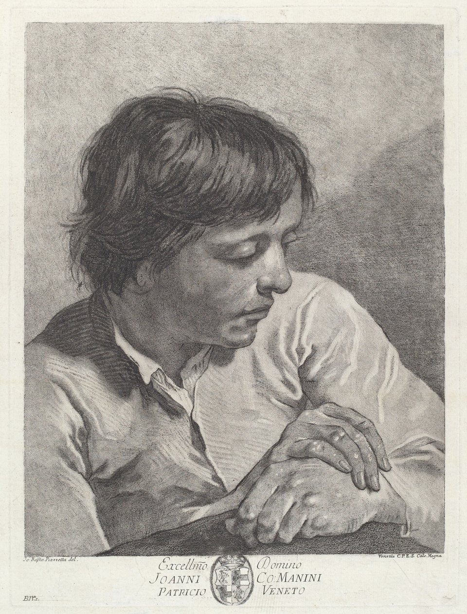 Een Jonge Man met Gekruiste Handen door after Giovanni Battista Piazzetta Pietro Scattaglia and Innocente Alessandri