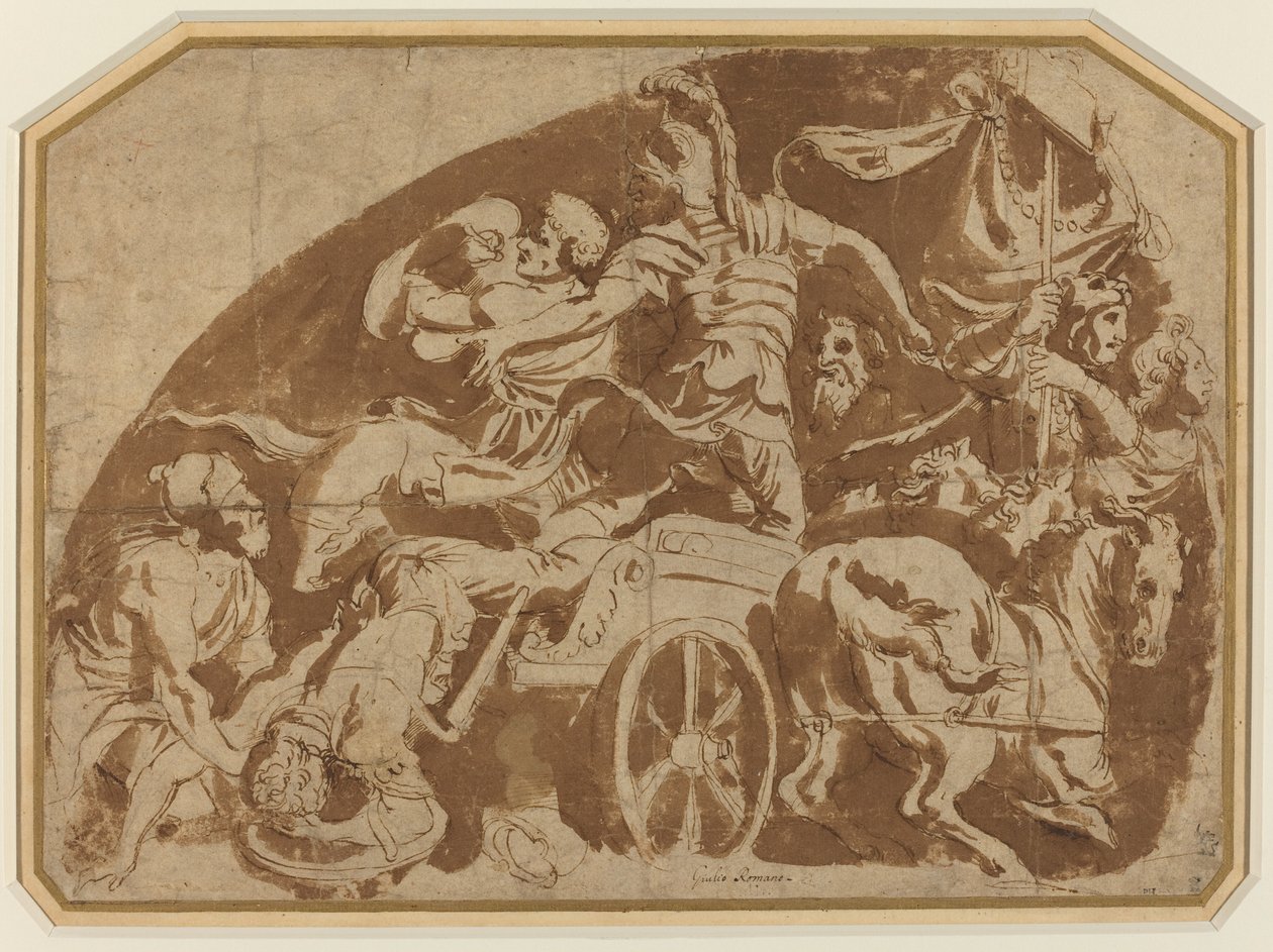 Vlucht van Meriones, met de Dode Coeranos die uit de Strijdwagen Wordt Gesleept door after Giulio Romano