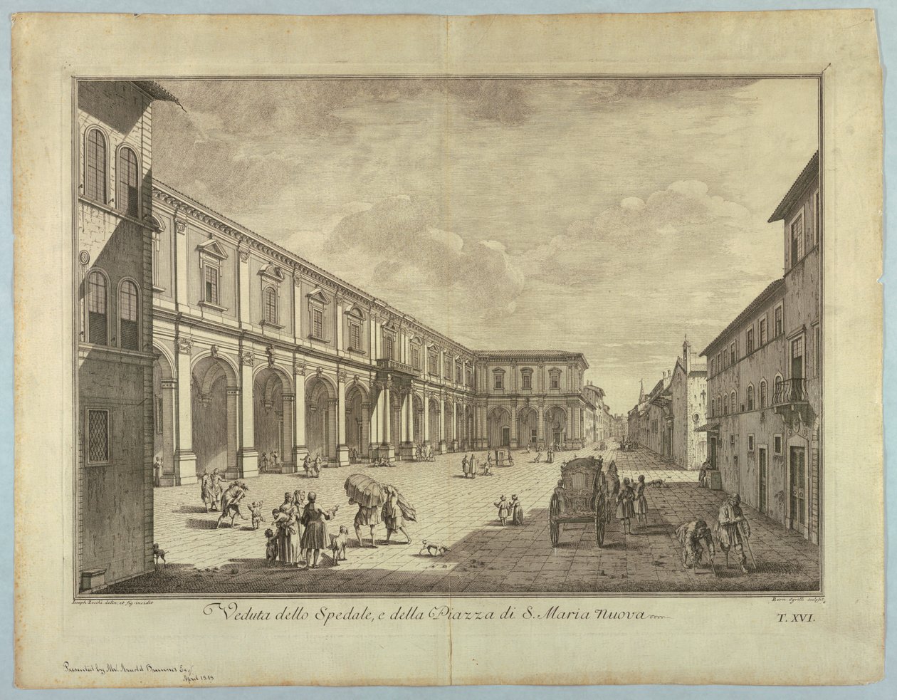 Zicht op Florence, Plaat uit "Scelta di XXIV Vedute delle principali contrade, piazze, chiese, e palazzi della Città di Firenze" door after Giuseppe Zocchi