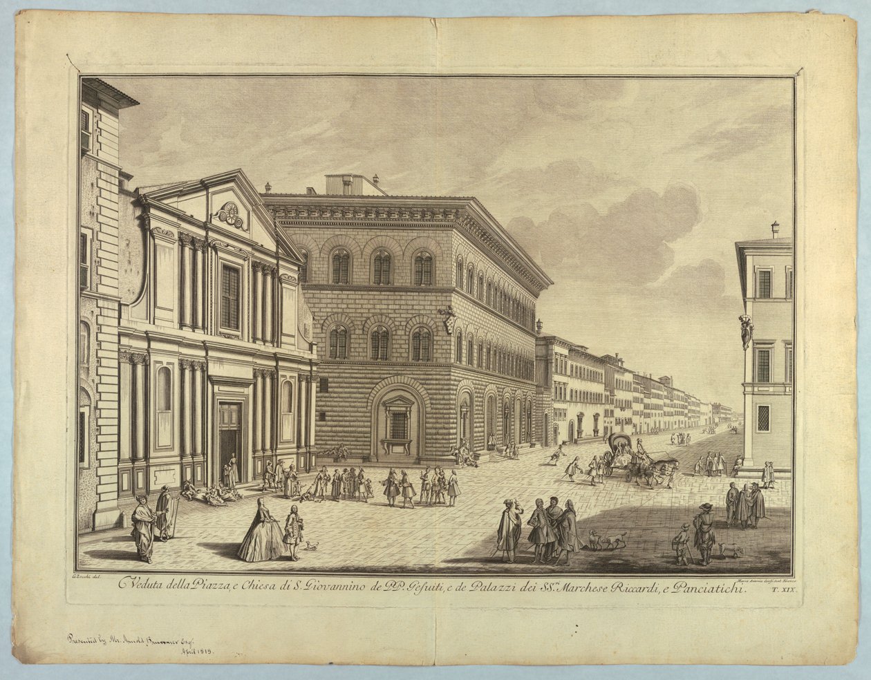 Uitzicht op Florence, plaat uit "Scelta di XXIV Vedute delle principali contrade, piazze, chiese, e palazzi della Città di Firenze" door after Giuseppe Zocchi