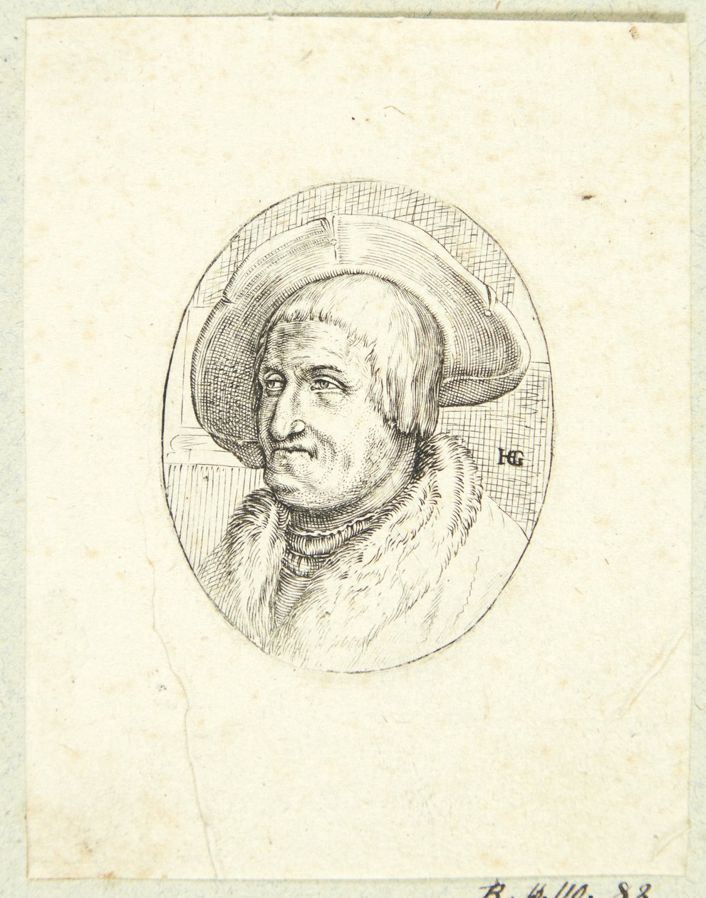 Fantasieportret van oude man met hoed door after Hendrick Goltzius