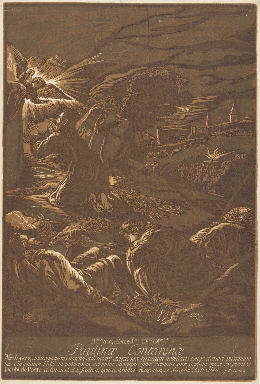 Christus op de Olijfberg door after Jacopo Bassano John Baptist Jackson