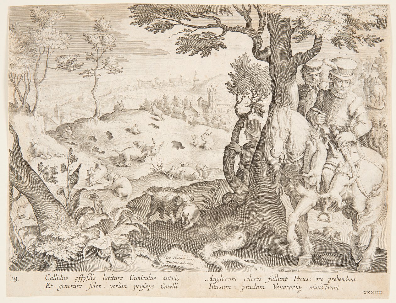 Konijnenjacht door after Jan van der Straet, called Stradanus