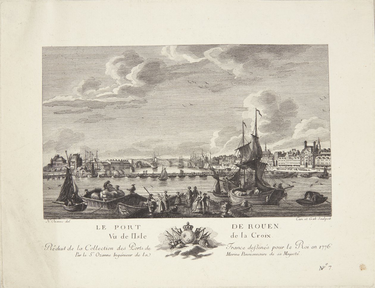 Haven van Rouen (Le port de Rouen) door after Nicolas Marie Ozanne