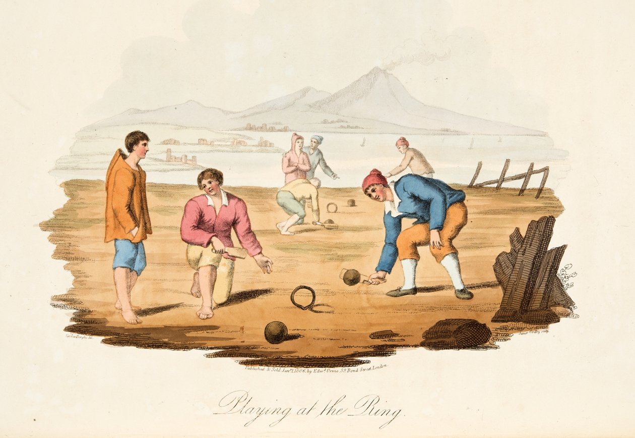 Spelen bij de Ring, uit Italiaanse Scènes, die de Manieren, Gewoonten en Amusementen van de verschillende Staten van Italië vertegenwoordigen, uitgegeven 1806 door after P. van Lerberghi