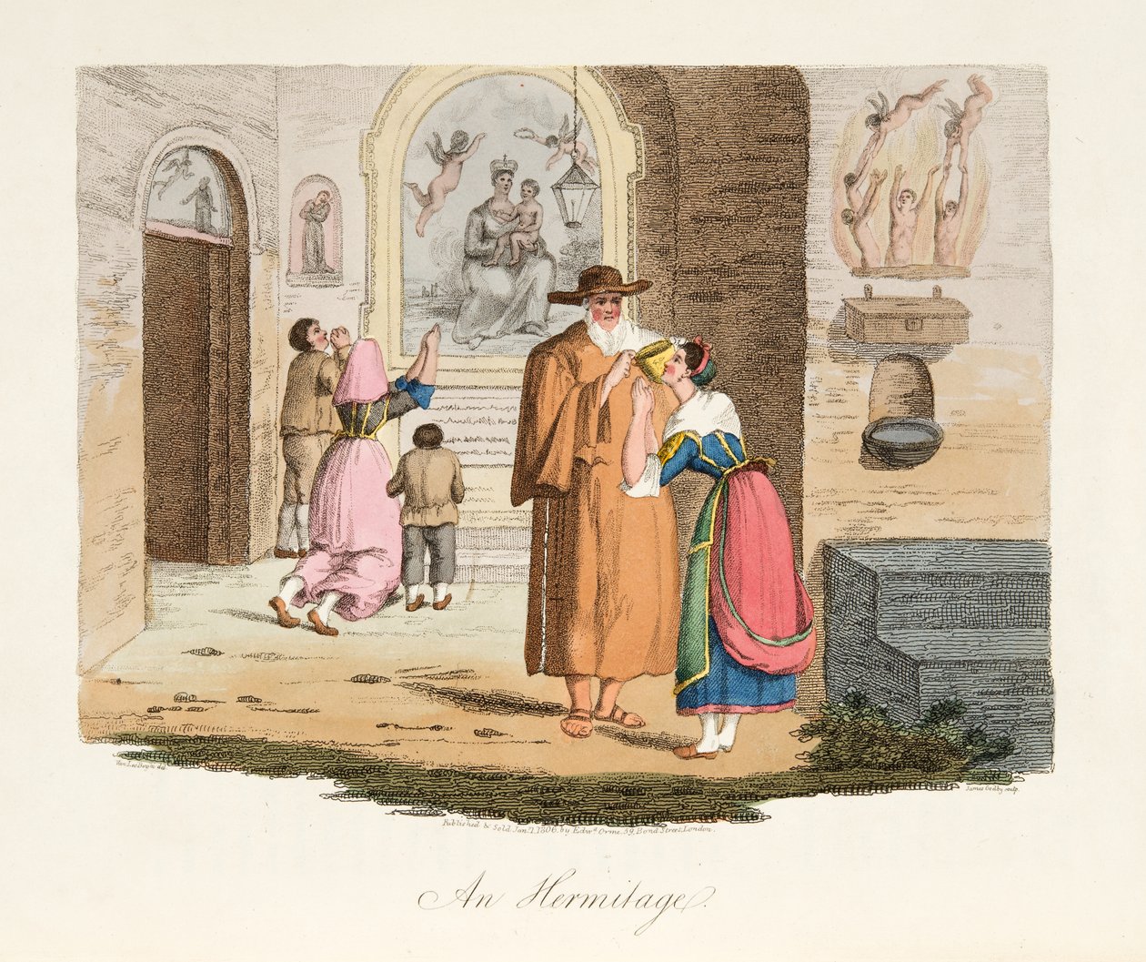 De Hermitage van Capua, uit Italiaanse Scènes, die de Manieren, Gewoonten en Amusementen van de verschillende Staten van Italië vertegenwoordigen, uitgegeven 1806 door after P. van Lerberghi