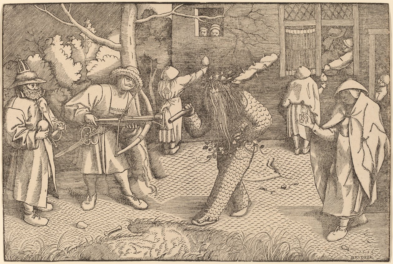 De gemaskerde bal van Ourson en Valentin door after Pieter Bruegel the Elder