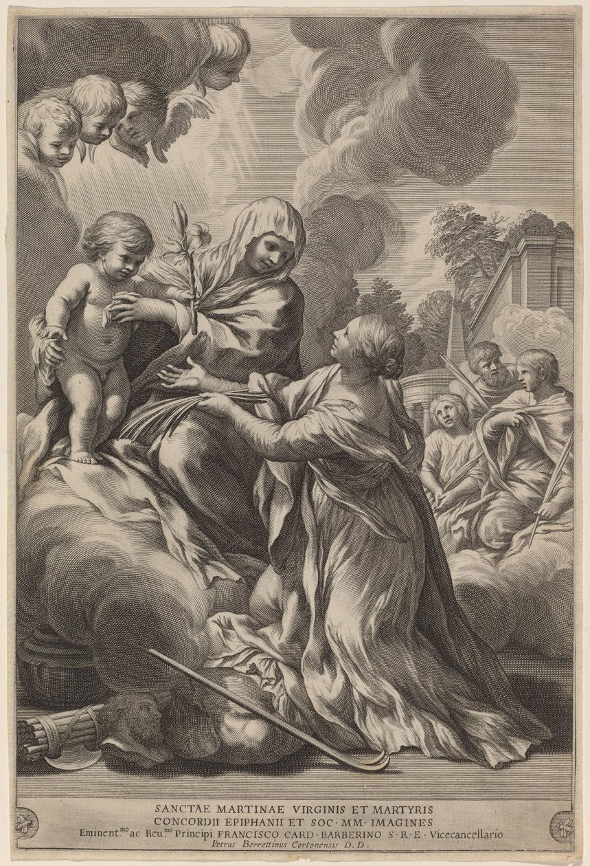 Maagd en Kind met Martelaren door after Pietro da Cortona