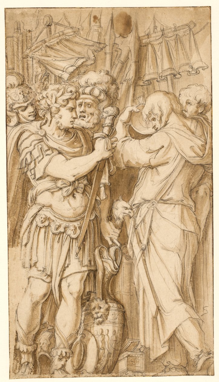 Scène uit de Romeinse geschiedenis door after Polidoro da Caravaggio