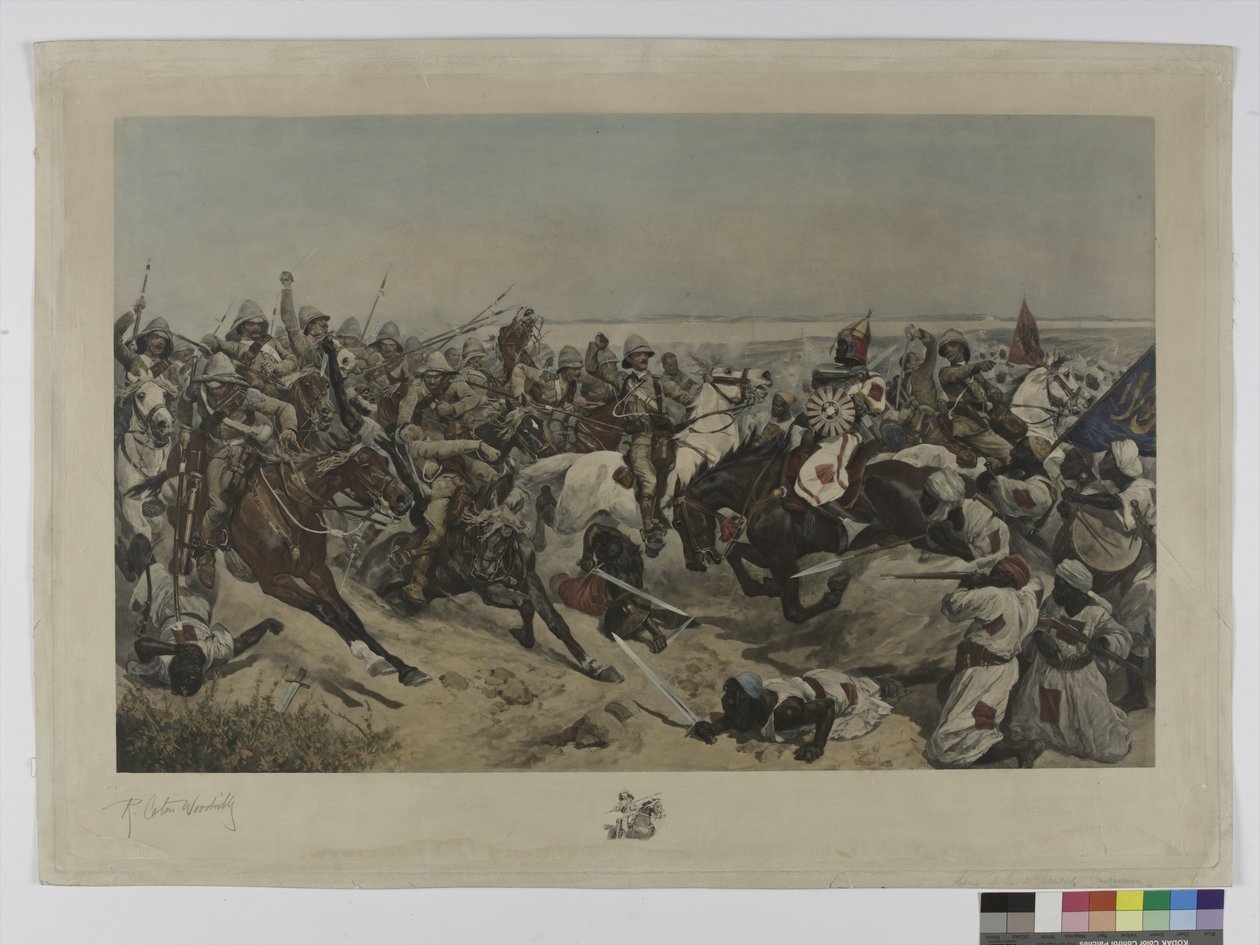 De aanval van de 21e Lancers bij de Slag om Omdurman, 1898 door after Richard Caton II Woodville