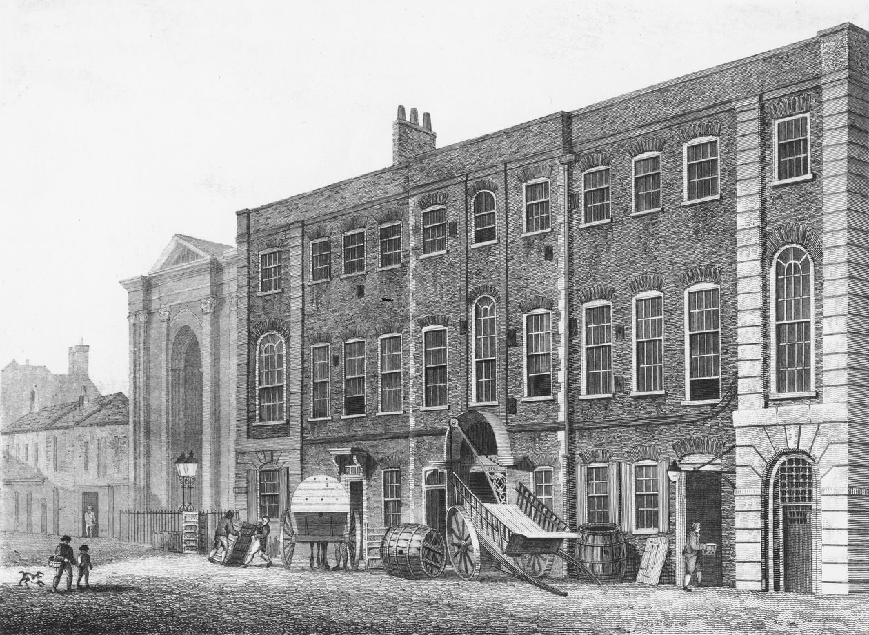 Zuidelijk aanzicht van het Theatre Royal in Portugal Street, Lincolns Inn Fields, 1811 door Thomas Hosmer after Shepherd