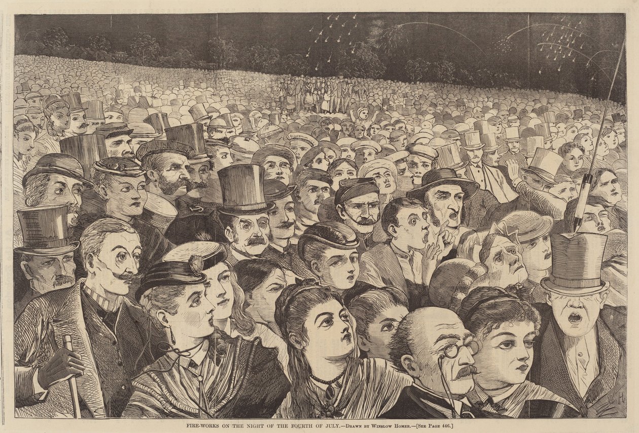 Vuurwerk op de Nacht van de Vierde Juli door Winslow Homer