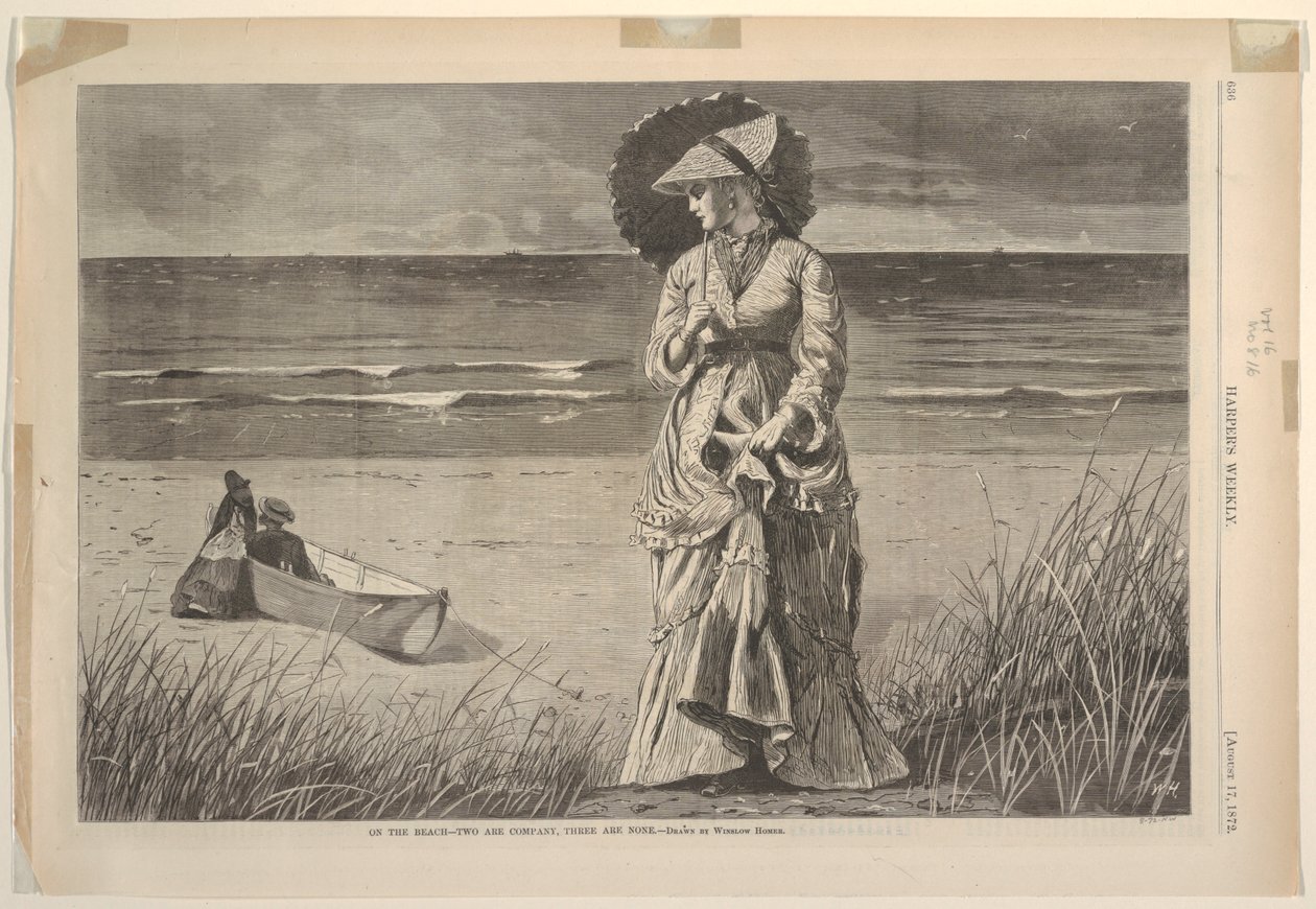 Op het strand, twee is gezelschap, drie is teveel door after Winslow Homer