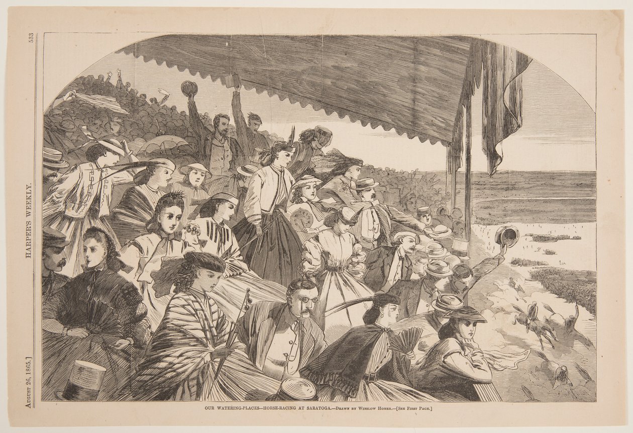 Onze Waterplaatsen – Paardenrennen in Saratoga door Winslow Homer